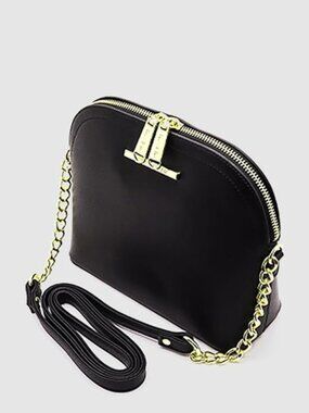Steve Madden BMaggie Vegan Leather Black Crossbody with Gold Chains